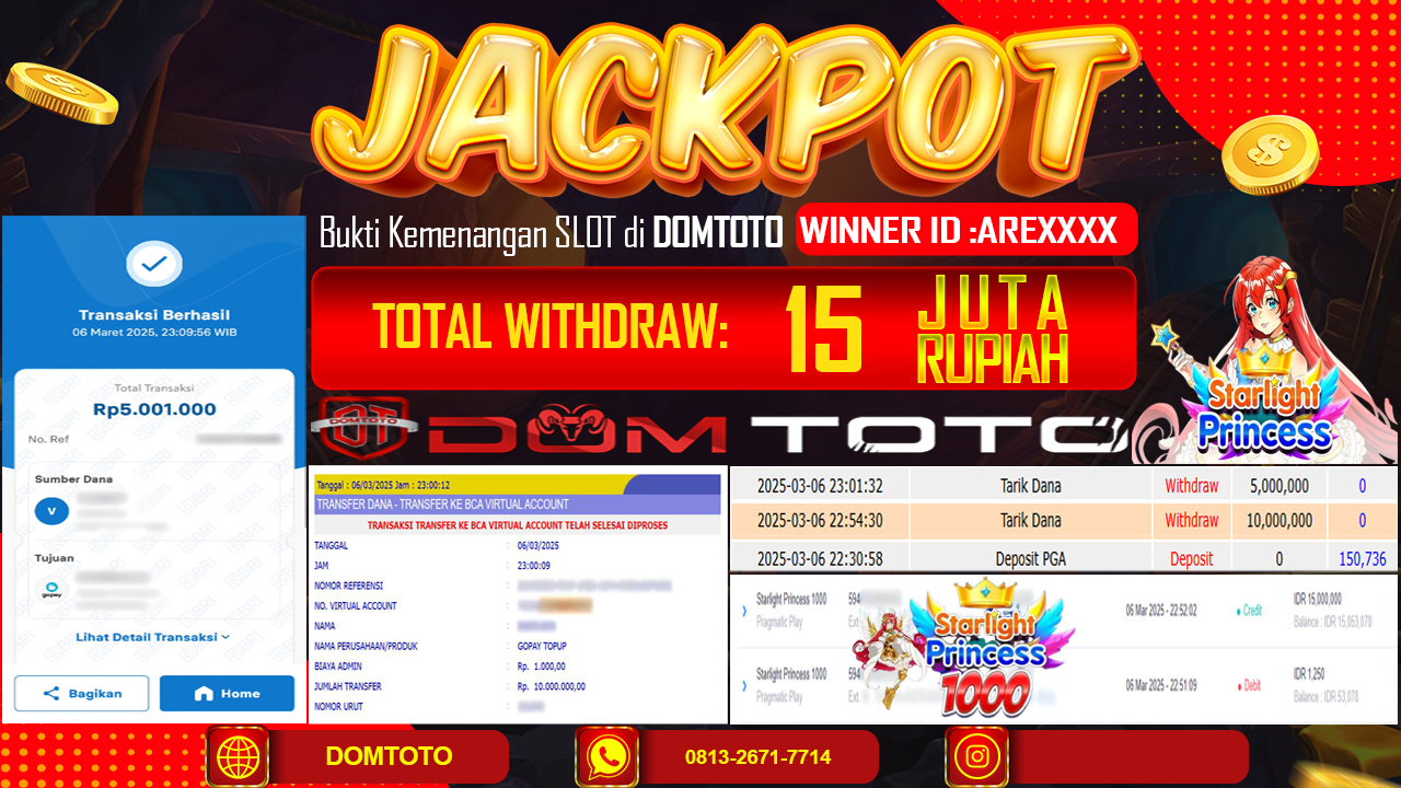 JACKPOT SLOT STARLIGHT PRINCESS 1000 06 MARET 2025